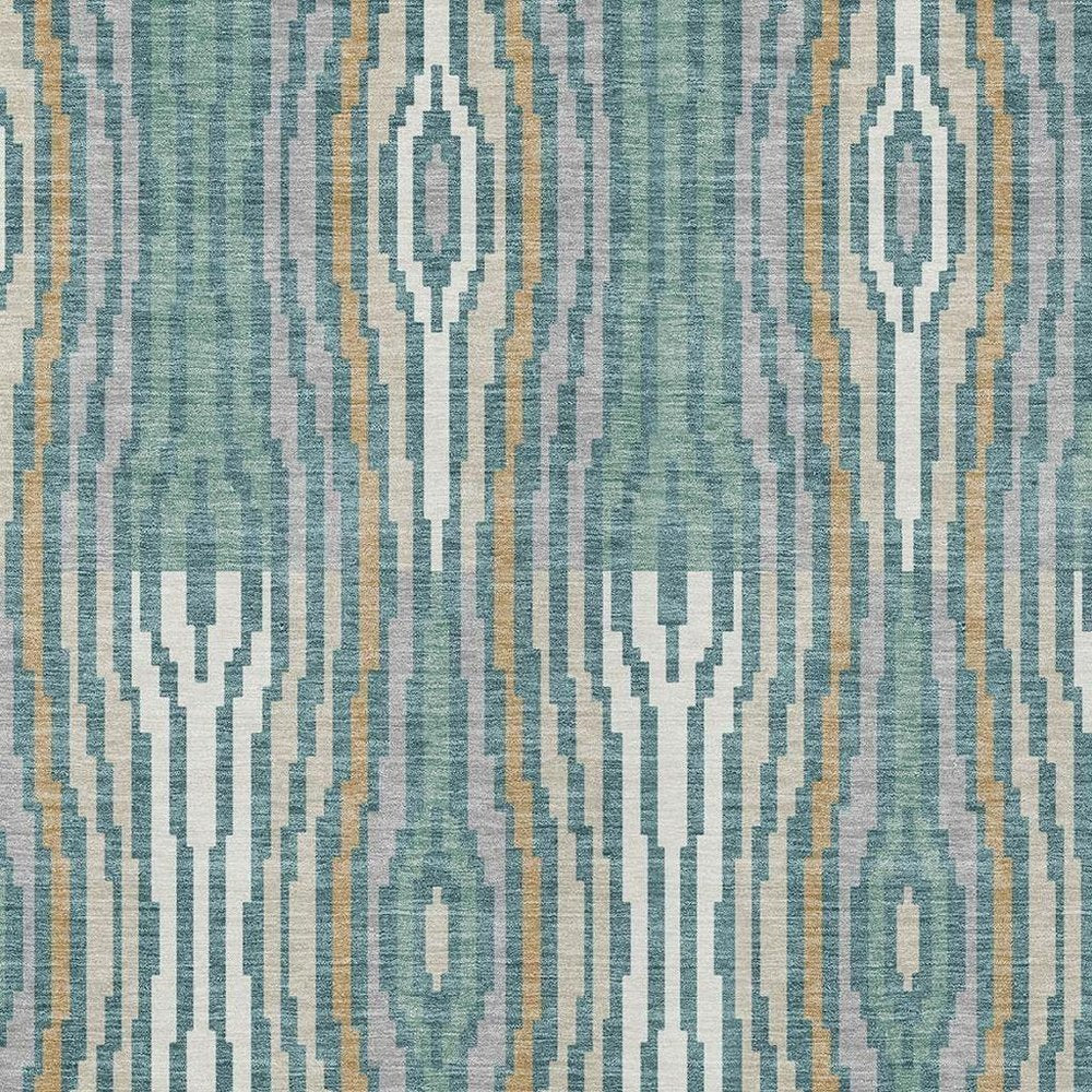 3' X 5' Teal Blue And Aqua Abstract Washable Indoor Outdoor Area Rug HomeRoots
