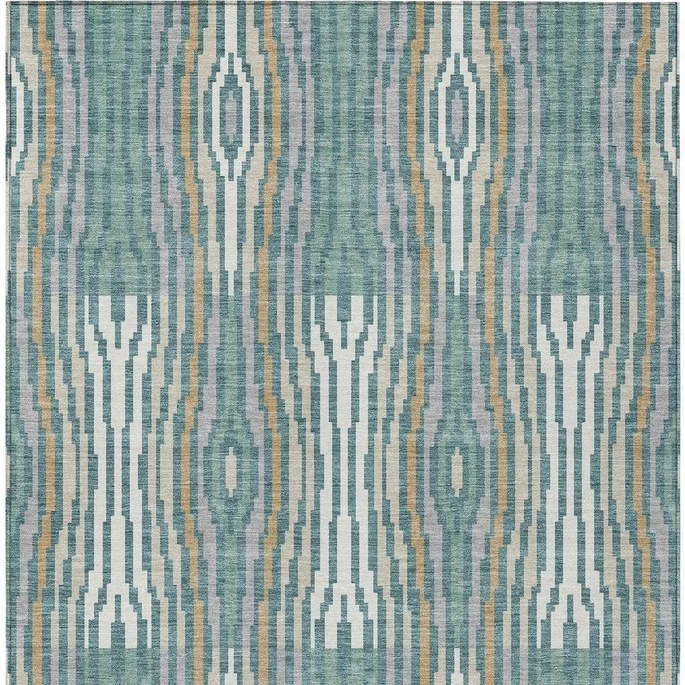 3' X 5' Teal Blue And Aqua Abstract Washable Indoor Outdoor Area Rug HomeRoots