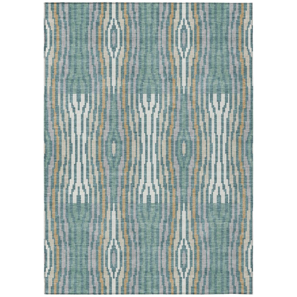 3' X 5' Teal Blue And Aqua Abstract Washable Indoor Outdoor Area Rug HomeRoots