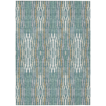 3' X 5' Teal Blue And Aqua Abstract Washable Indoor Outdoor Area Rug HomeRoots