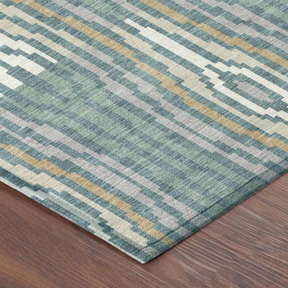 3' X 5' Teal Blue And Aqua Abstract Washable Indoor Outdoor Area Rug HomeRoots