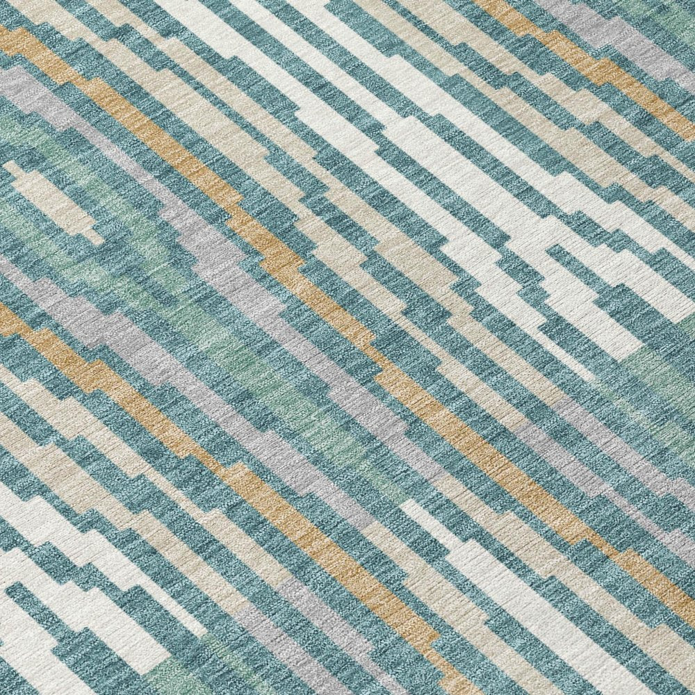 3' X 5' Teal Blue And Aqua Abstract Washable Indoor Outdoor Area Rug HomeRoots