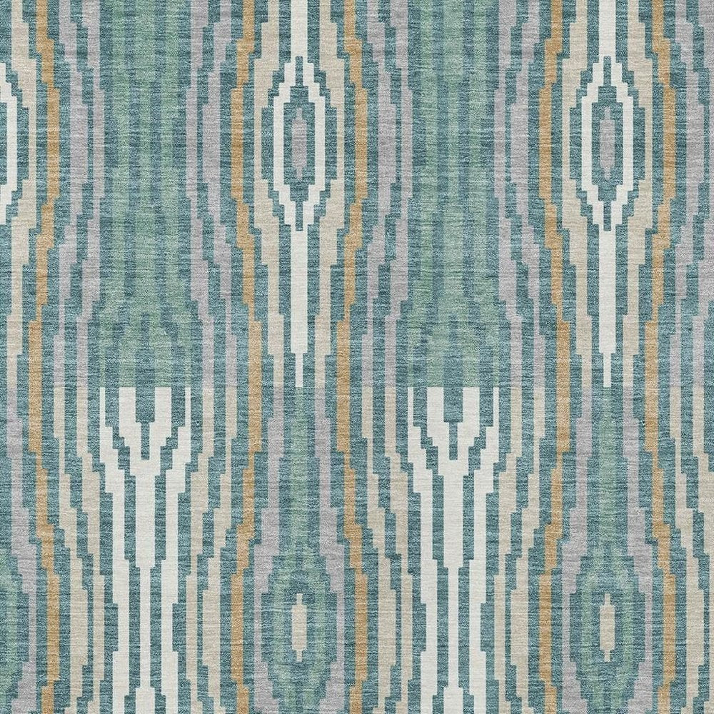 8' X 10' Teal Blue And Aqua Abstract Washable Indoor Outdoor Area Rug HomeRoots