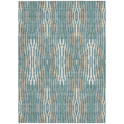 8' X 10' Teal Blue And Aqua Abstract Washable Indoor Outdoor Area Rug HomeRoots