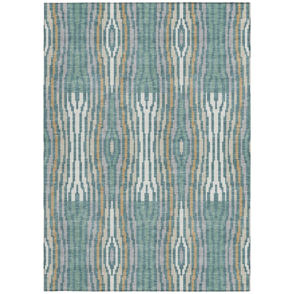 8' X 10' Teal Blue And Aqua Abstract Washable Indoor Outdoor Area Rug HomeRoots