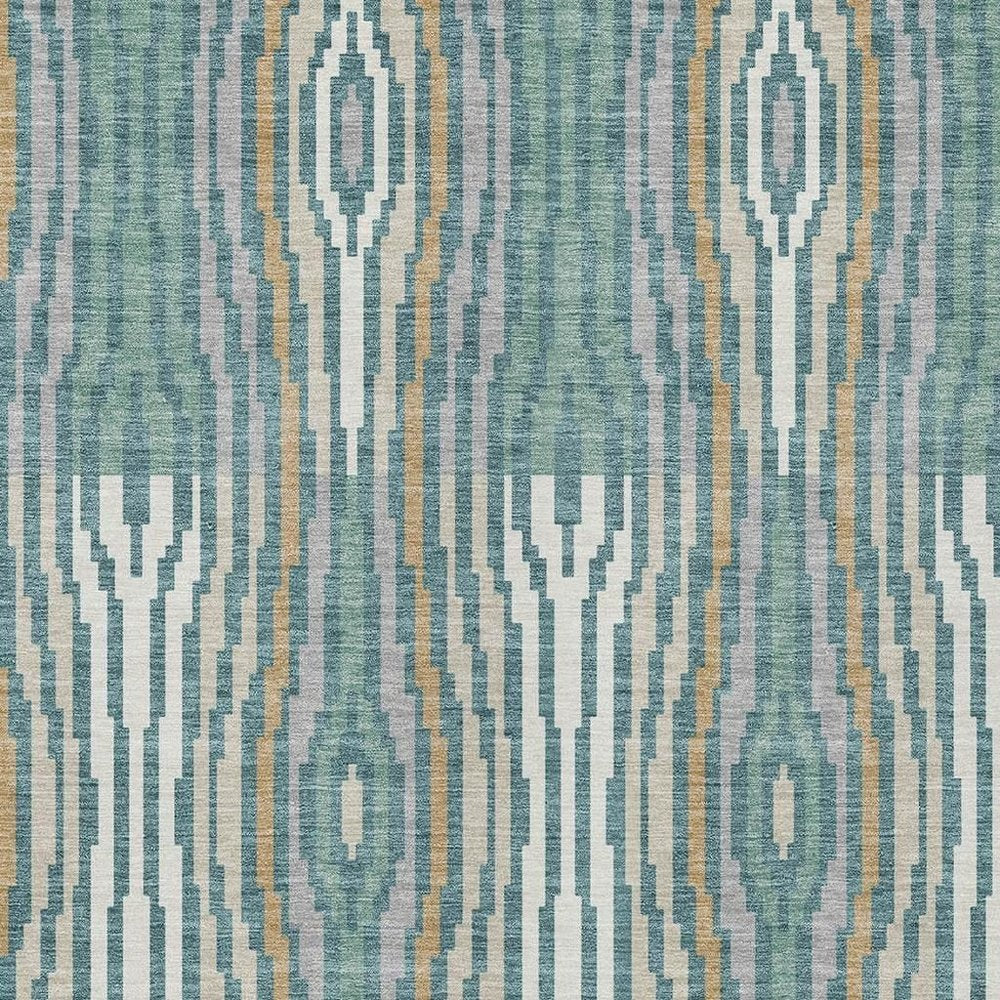 9' X 12' Teal Blue And Aqua Abstract Washable Indoor Outdoor Area Rug HomeRoots