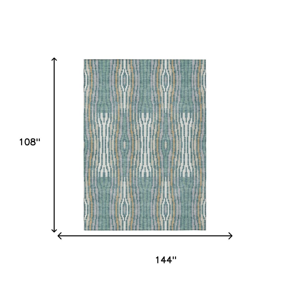 9' X 12' Teal Blue And Aqua Abstract Washable Indoor Outdoor Area Rug HomeRoots