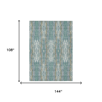 9' X 12' Teal Blue And Aqua Abstract Washable Indoor Outdoor Area Rug HomeRoots