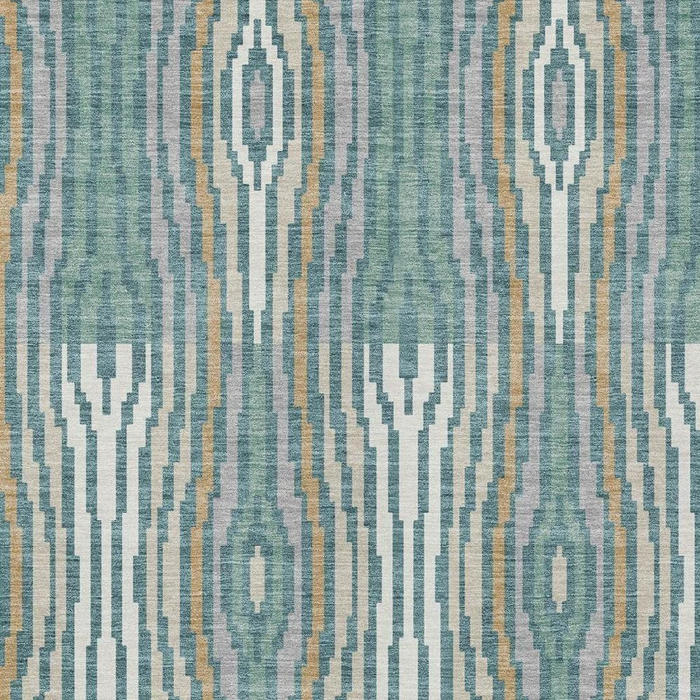 9' X 12' Teal Blue And Aqua Abstract Washable Indoor Outdoor Area Rug HomeRoots
