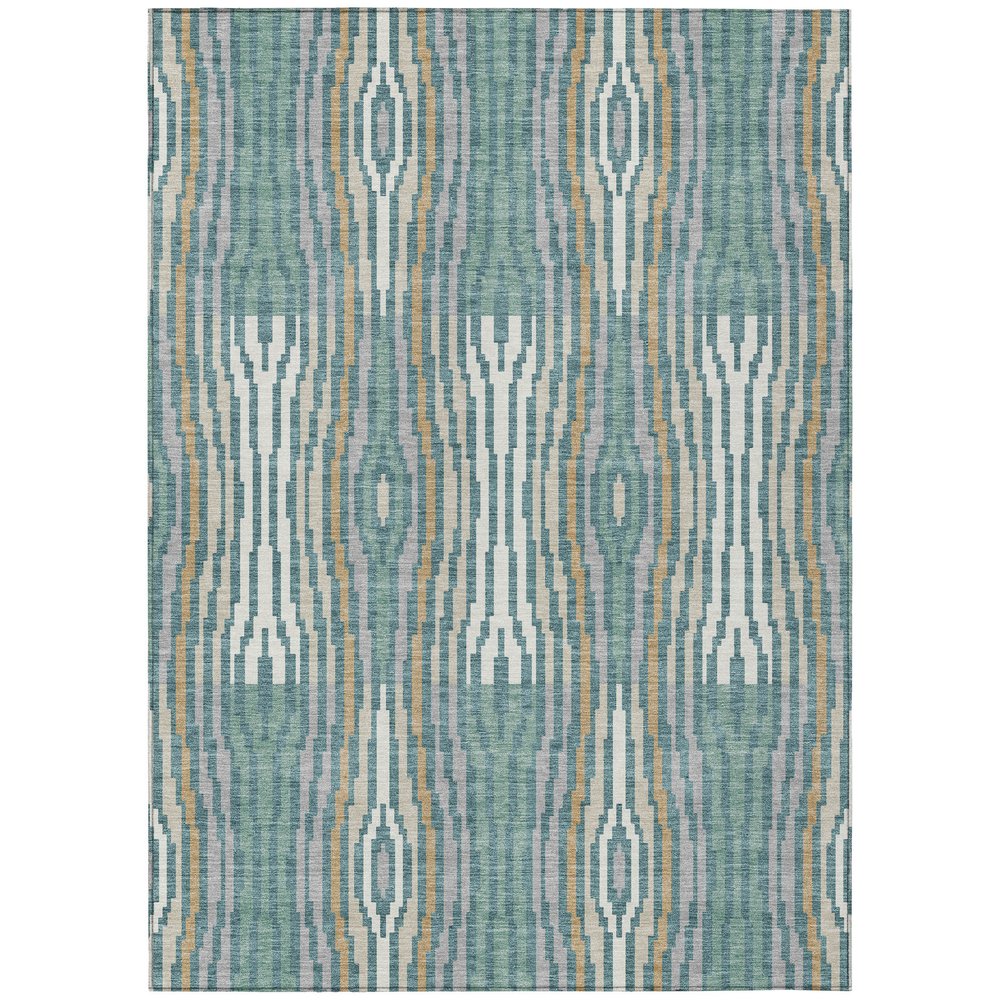 9' X 12' Teal Blue And Aqua Abstract Washable Indoor Outdoor Area Rug HomeRoots