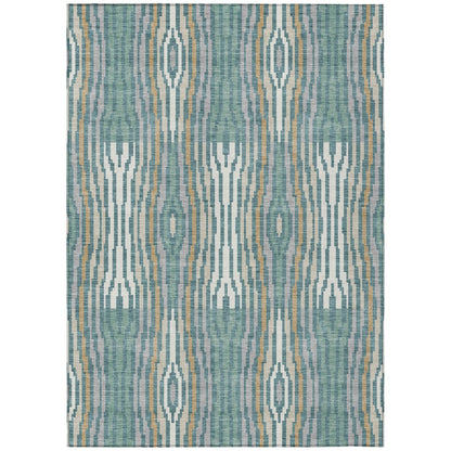 9' X 12' Teal Blue And Aqua Abstract Washable Indoor Outdoor Area Rug HomeRoots