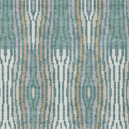 10' X 14' Teal Blue And Aqua Abstract Washable Indoor Outdoor Area Rug