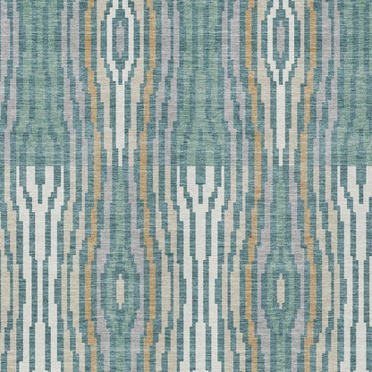 10' X 14' Teal Blue And Aqua Abstract Washable Indoor Outdoor Area Rug