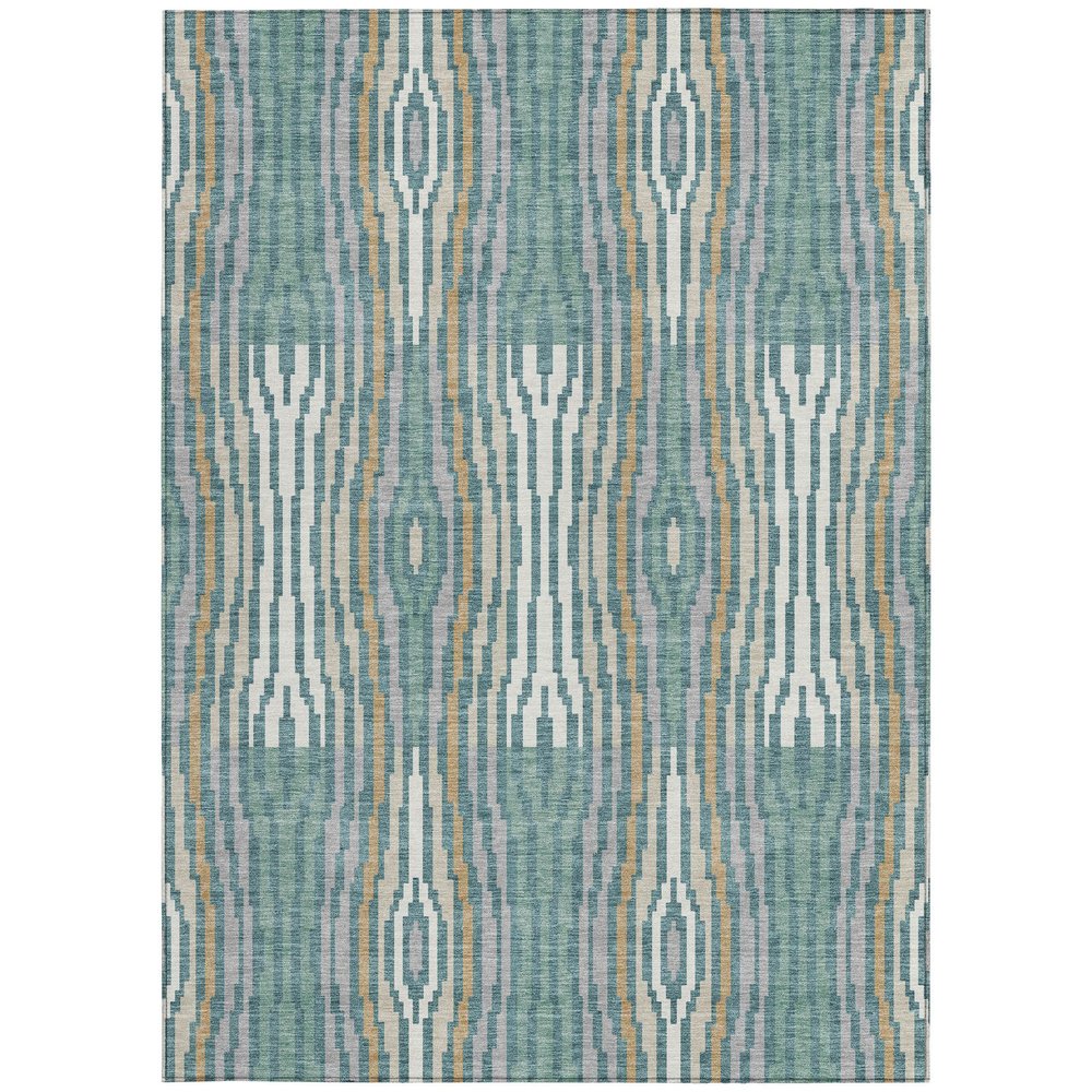 10' X 14' Teal Blue And Aqua Abstract Washable Indoor Outdoor Area Rug HomeRoots