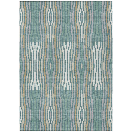 10' X 14' Teal Blue And Aqua Abstract Washable Indoor Outdoor Area Rug HomeRoots