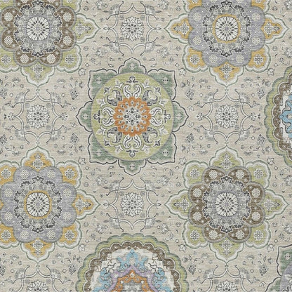 3' X 5' Beige And Brown Floral Medallion Washable Indoor Outdoor Area Rug HomeRoots