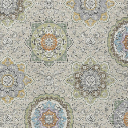 5' X 8' Beige And Brown Floral Medallion Washable Indoor Outdoor Area Rug HomeRoots