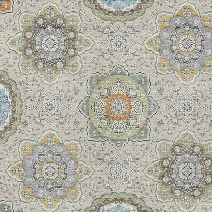 8' X 10' Beige And Brown Floral Medallion Washable Indoor Outdoor Area Rug HomeRoots