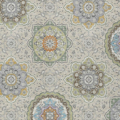 9' X 12' Beige And Brown Floral Medallion Washable Indoor Outdoor Area Rug HomeRoots