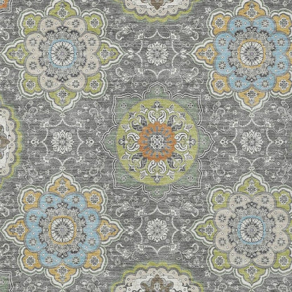 5' X 8' Gray And Brown Floral Medallion Washable Indoor Outdoor Area Rug HomeRoots