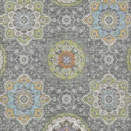 9' X 12' Gray And Brown Floral Medallion Washable Indoor Outdoor Area Rug HomeRoots