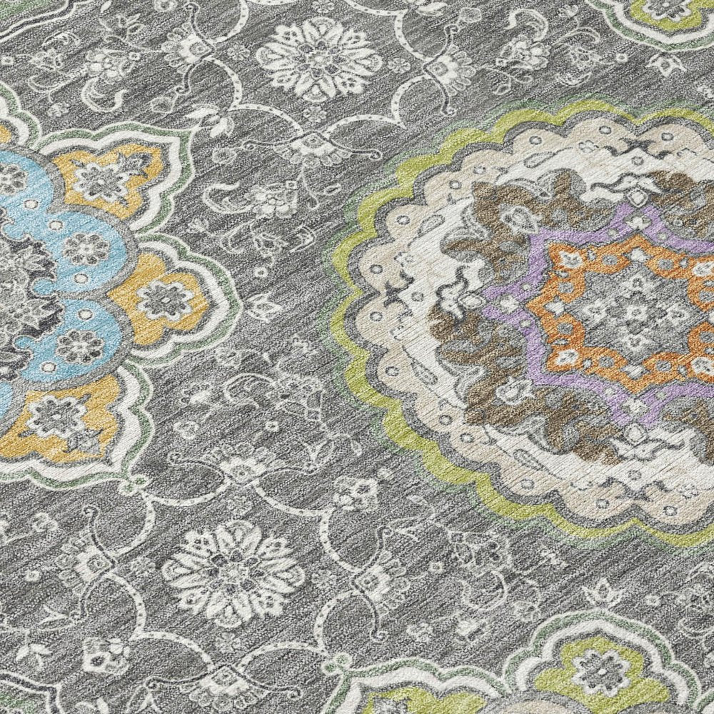 9' X 12' Gray And Brown Floral Medallion Washable Indoor Outdoor Area Rug HomeRoots