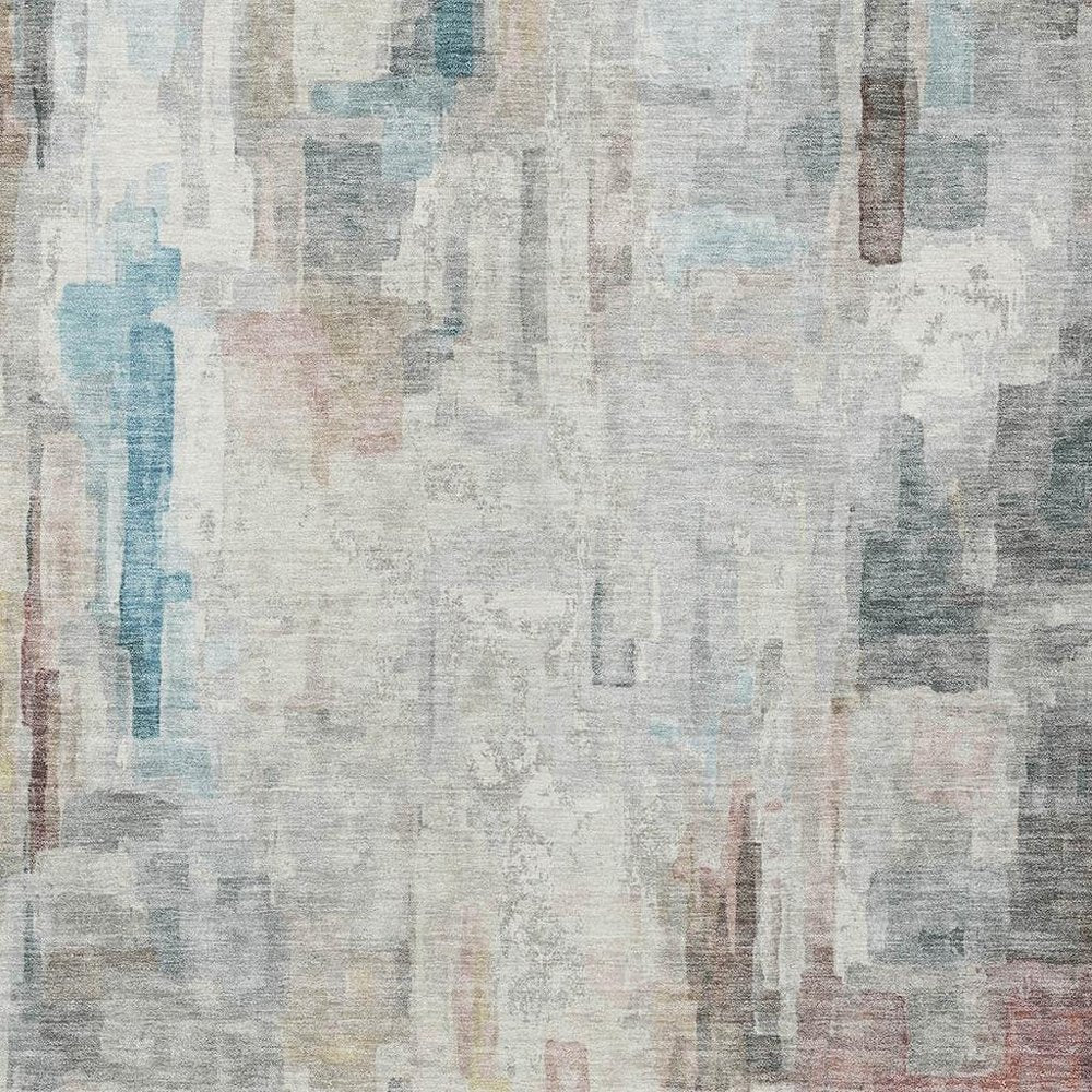 3' X 5' Ivory And Gray Abstract Washable Indoor Outdoor Area Rug HomeRoots