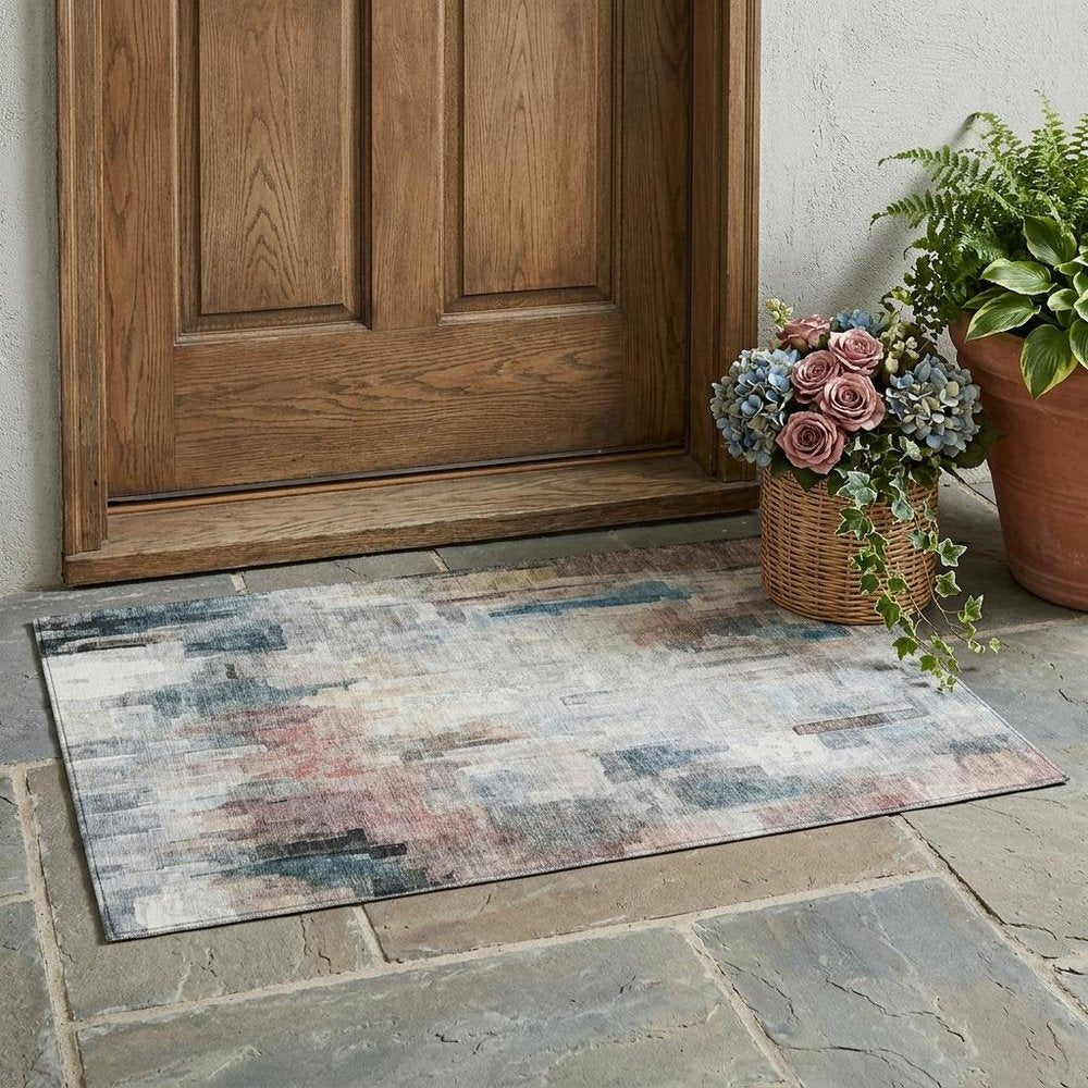 3' X 5' Ivory And Gray Abstract Washable Indoor Outdoor Area Rug HomeRoots