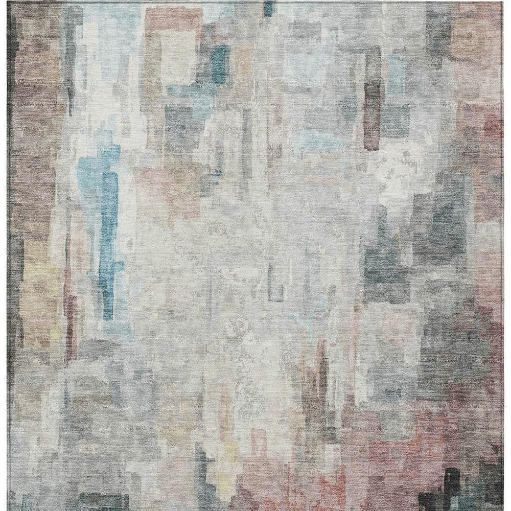 5' X 8' Ivory And Gray Abstract Washable Indoor Outdoor Area Rug HomeRoots