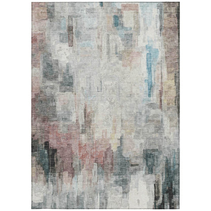 5' X 8' Ivory And Gray Abstract Washable Indoor Outdoor Area Rug HomeRoots