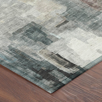8' Ivory And Gray Round Abstract Washable Indoor Outdoor Area Rug HomeRoots