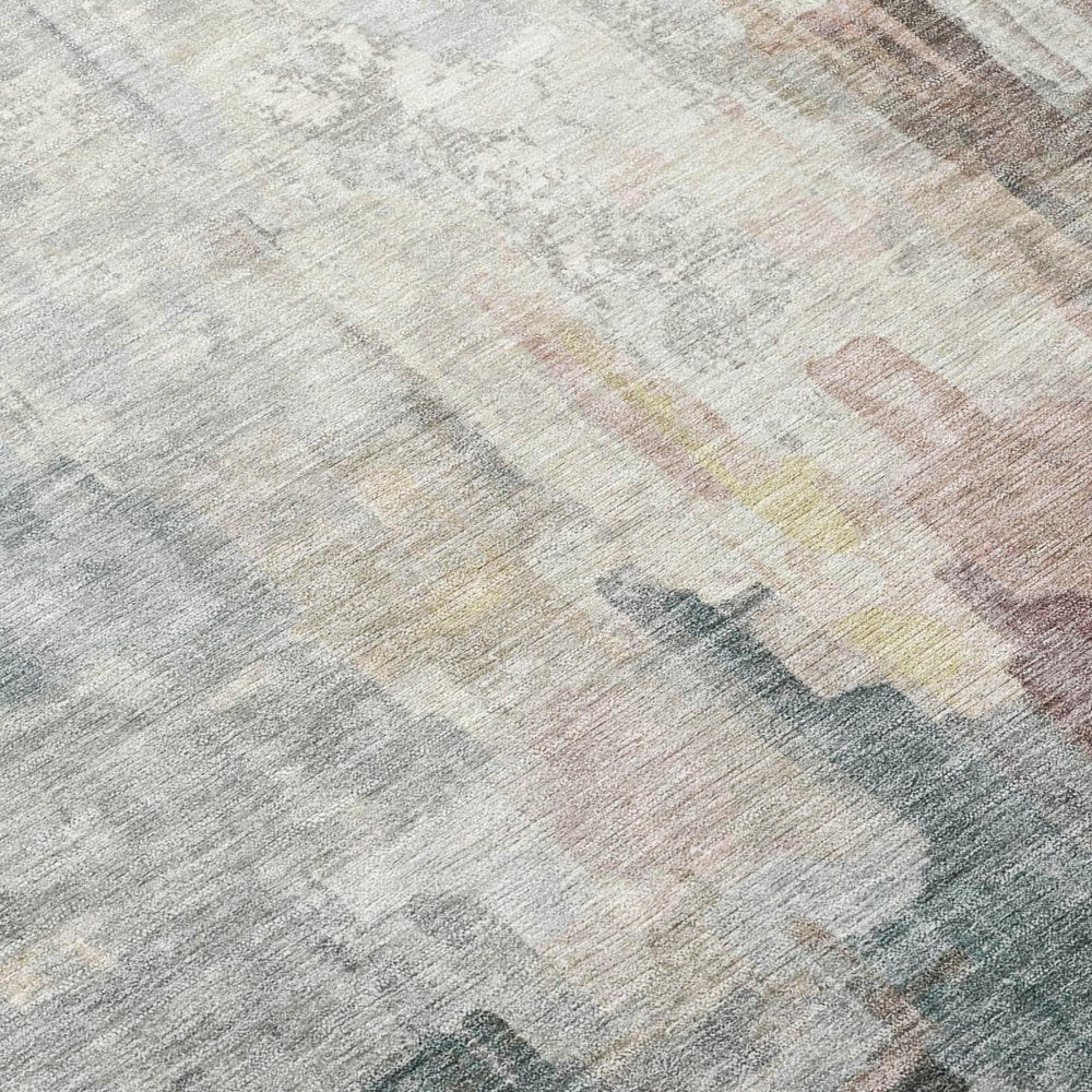 8' Ivory And Gray Round Abstract Washable Indoor Outdoor Area Rug HomeRoots