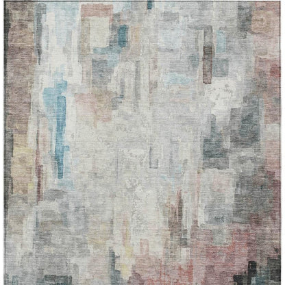 9' X 12' Ivory And Gray Abstract Washable Indoor Outdoor Area Rug HomeRoots