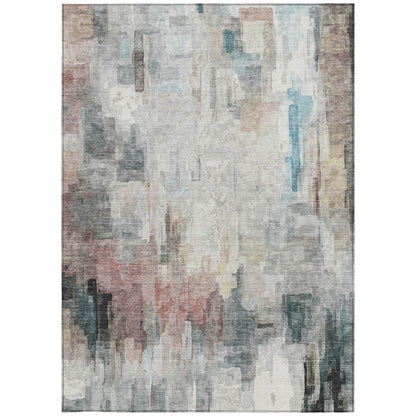 9' X 12' Ivory And Gray Abstract Washable Indoor Outdoor Area Rug HomeRoots