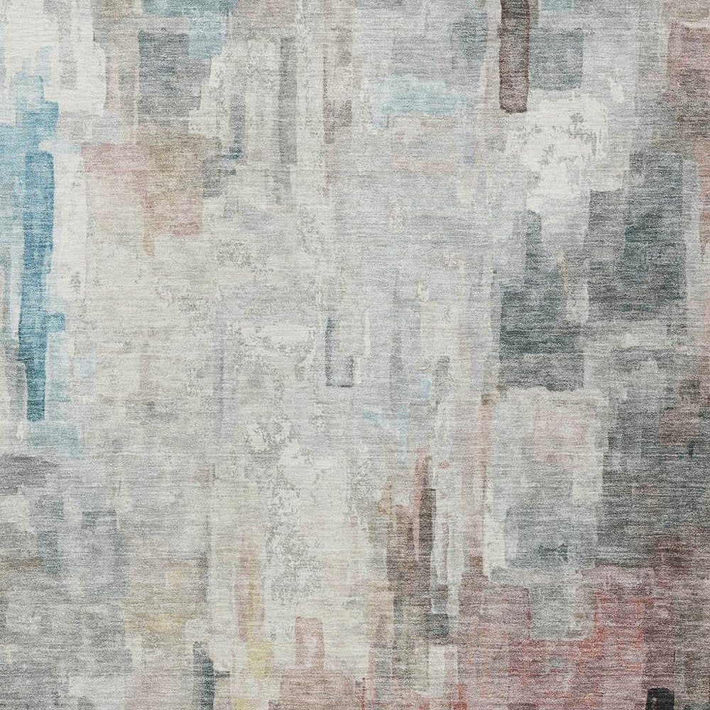 10' X 14' Ivory And Gray Abstract Washable Indoor Outdoor Area Rug HomeRoots