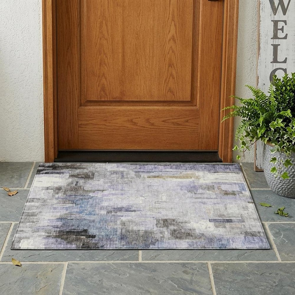 3' X 5' Lavender And Gray Abstract Washable Indoor Outdoor Area Rug HomeRoots