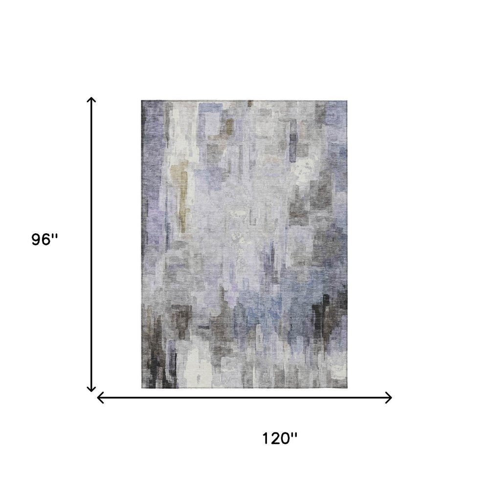 8' X 10' Lavender And Gray Abstract Washable Indoor Outdoor Area Rug HomeRoots