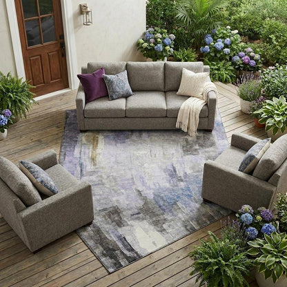 8' X 10' Lavender And Gray Abstract Washable Indoor Outdoor Area Rug HomeRoots