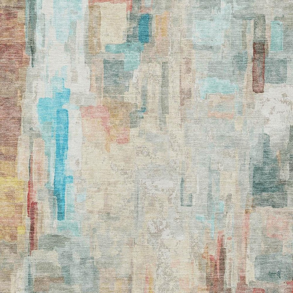 3' X 5' Pearl And Gray Abstract Washable Indoor Outdoor Area Rug HomeRoots