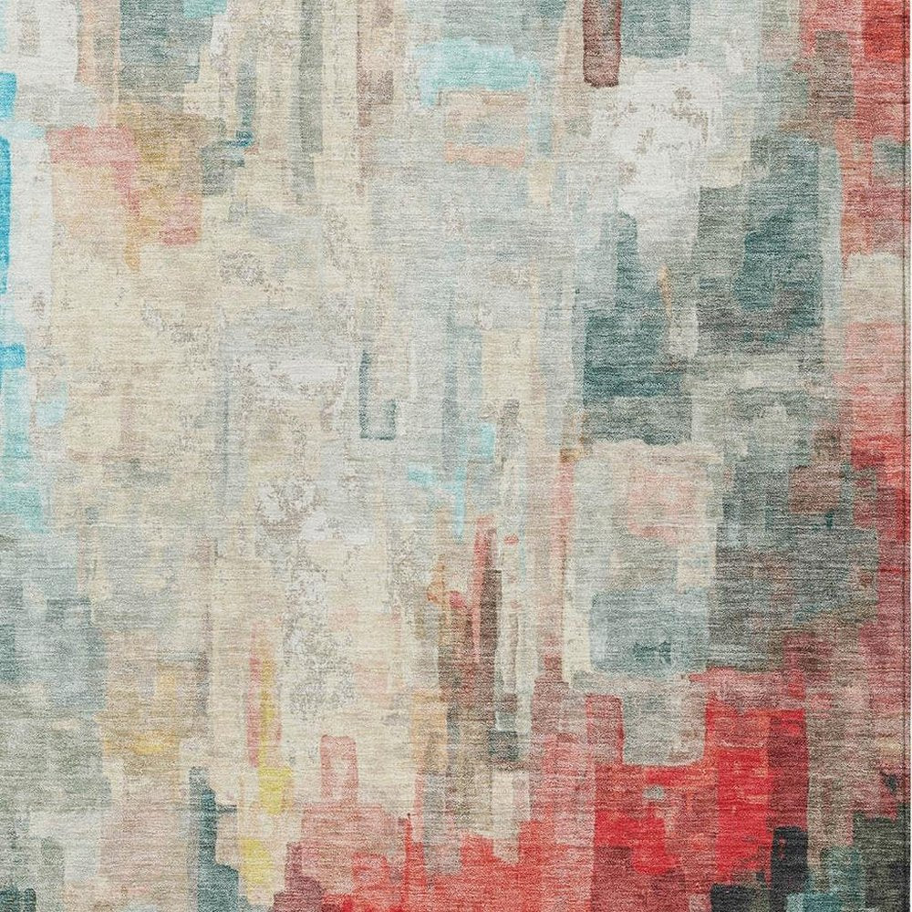 3' X 5' Pearl And Gray Abstract Washable Indoor Outdoor Area Rug HomeRoots