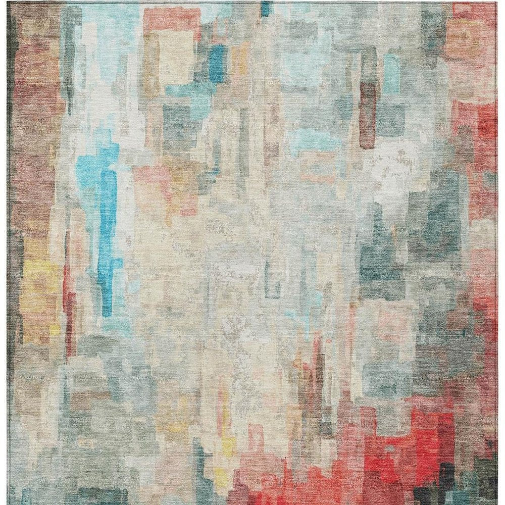5' X 8' Pearl And Gray Abstract Washable Indoor Outdoor Area Rug HomeRoots