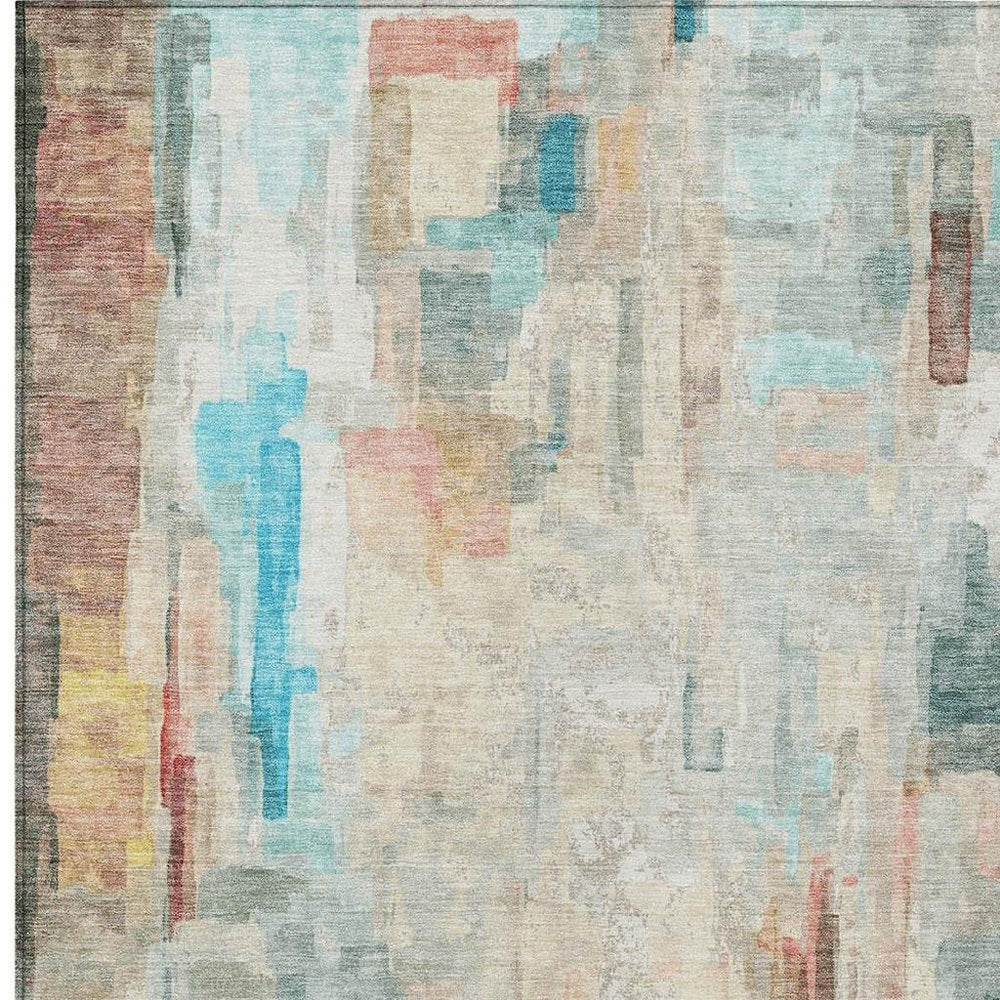 5' X 8' Pearl And Gray Abstract Washable Indoor Outdoor Area Rug HomeRoots