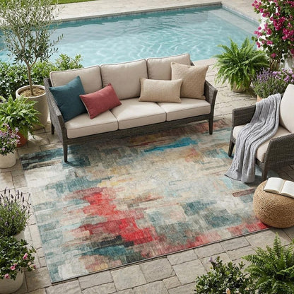 5' X 8' Pearl And Gray Abstract Washable Indoor Outdoor Area Rug HomeRoots