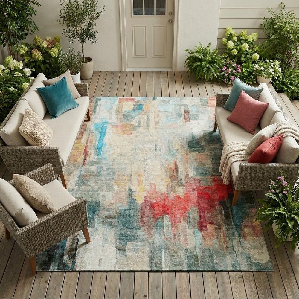 8' X 10' Pearl And Gray Abstract Washable Indoor Outdoor Area Rug HomeRoots