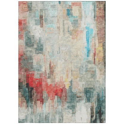 10' X 14' Pearl And Gray Abstract Washable Indoor Outdoor Area Rug HomeRoots