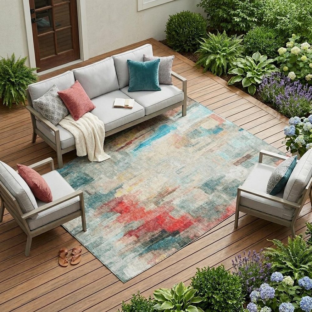 10' X 14' Pearl And Gray Abstract Washable Indoor Outdoor Area Rug HomeRoots