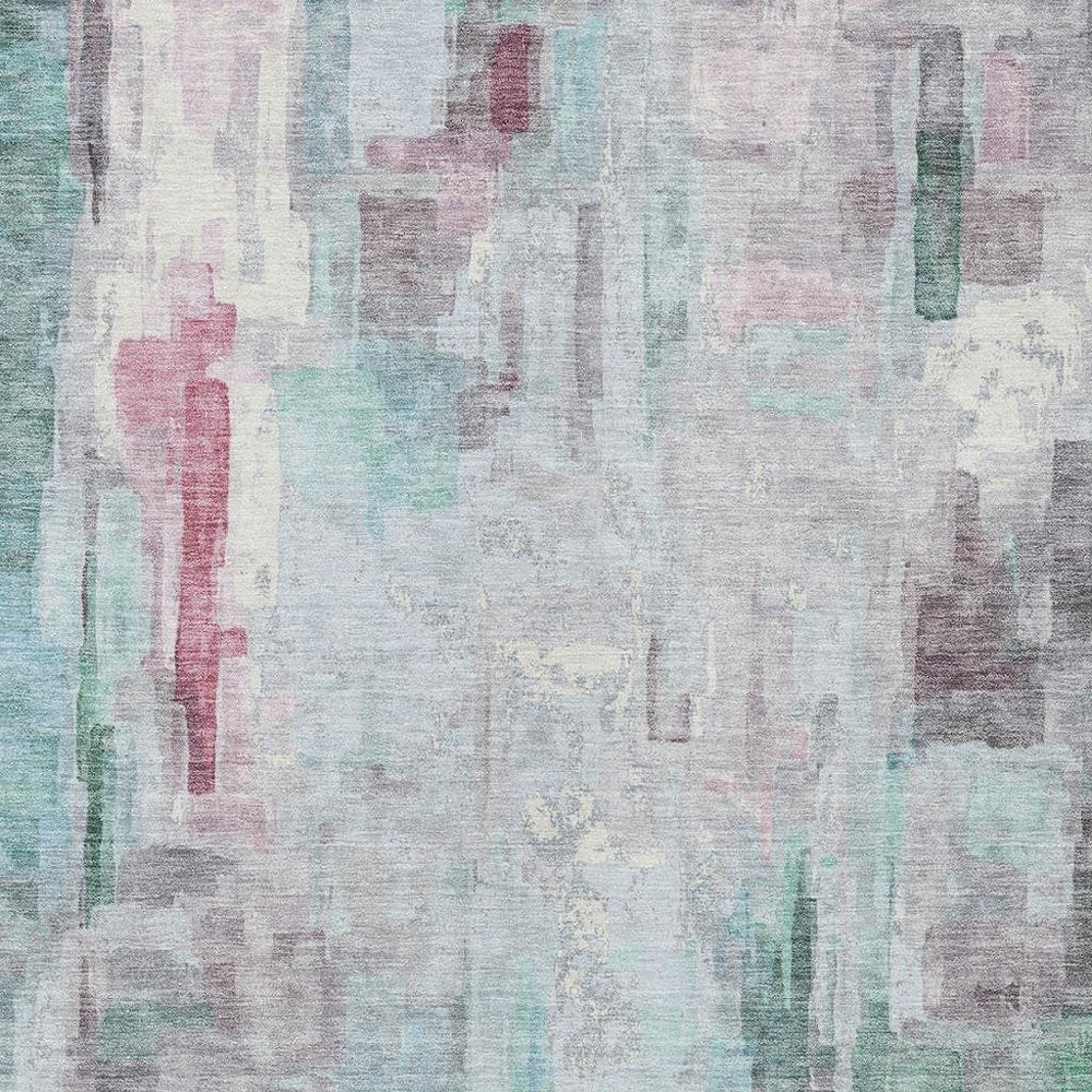 3' X 5' Sky Blue And Mauve Abstract Washable Indoor Outdoor Area Rug HomeRoots