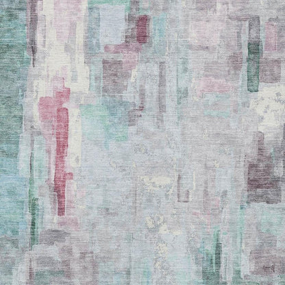 3' X 5' Sky Blue And Mauve Abstract Washable Indoor Outdoor Area Rug HomeRoots