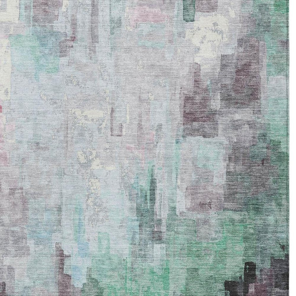 5' X 8' Sky Blue And Mauve Abstract Washable Indoor Outdoor Area Rug HomeRoots