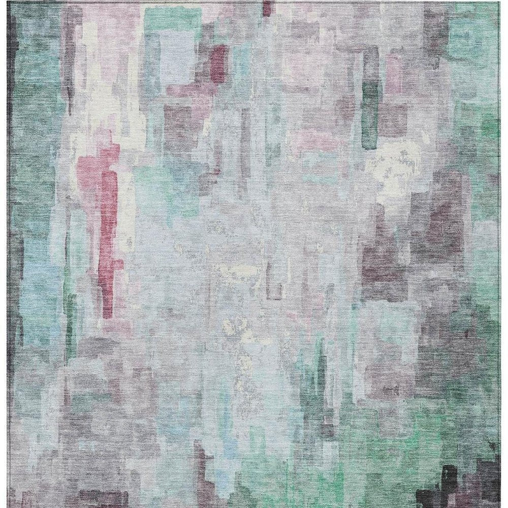 8' X 10' Sky Blue And Mauve Abstract Washable Indoor Outdoor Area Rug HomeRoots